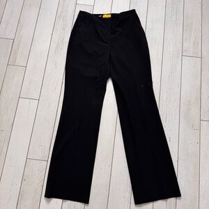 St John Pants Women’s 8 Black Soca Wide Flare Leg Trouser Wool Blend Faux Pocket